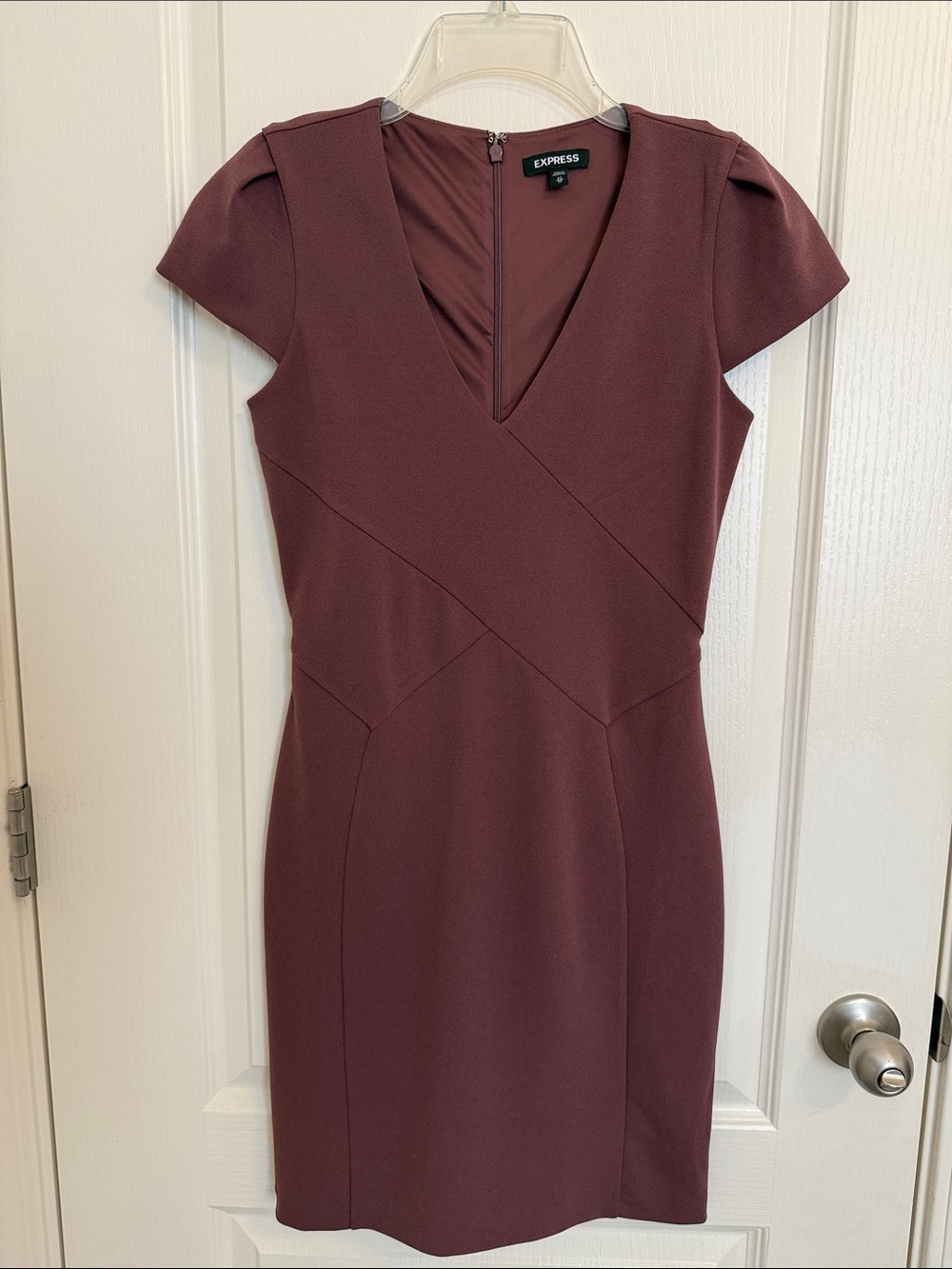 Express V-Neck Sheath Dress with Cap Sleeves